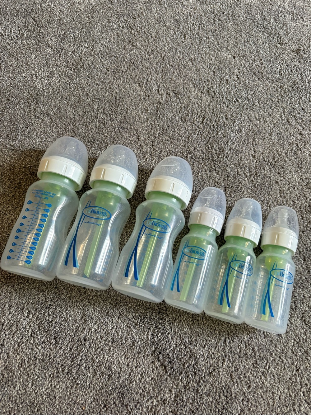 Dr. Brown's Clear Baby Bottle Set with Green Inserts
